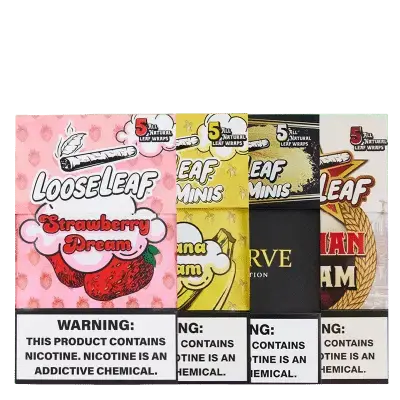 [T-1626-01] LooseLeaf - Minis Cigar Wraps (5ct) - Box of 8 (Grape Dream)