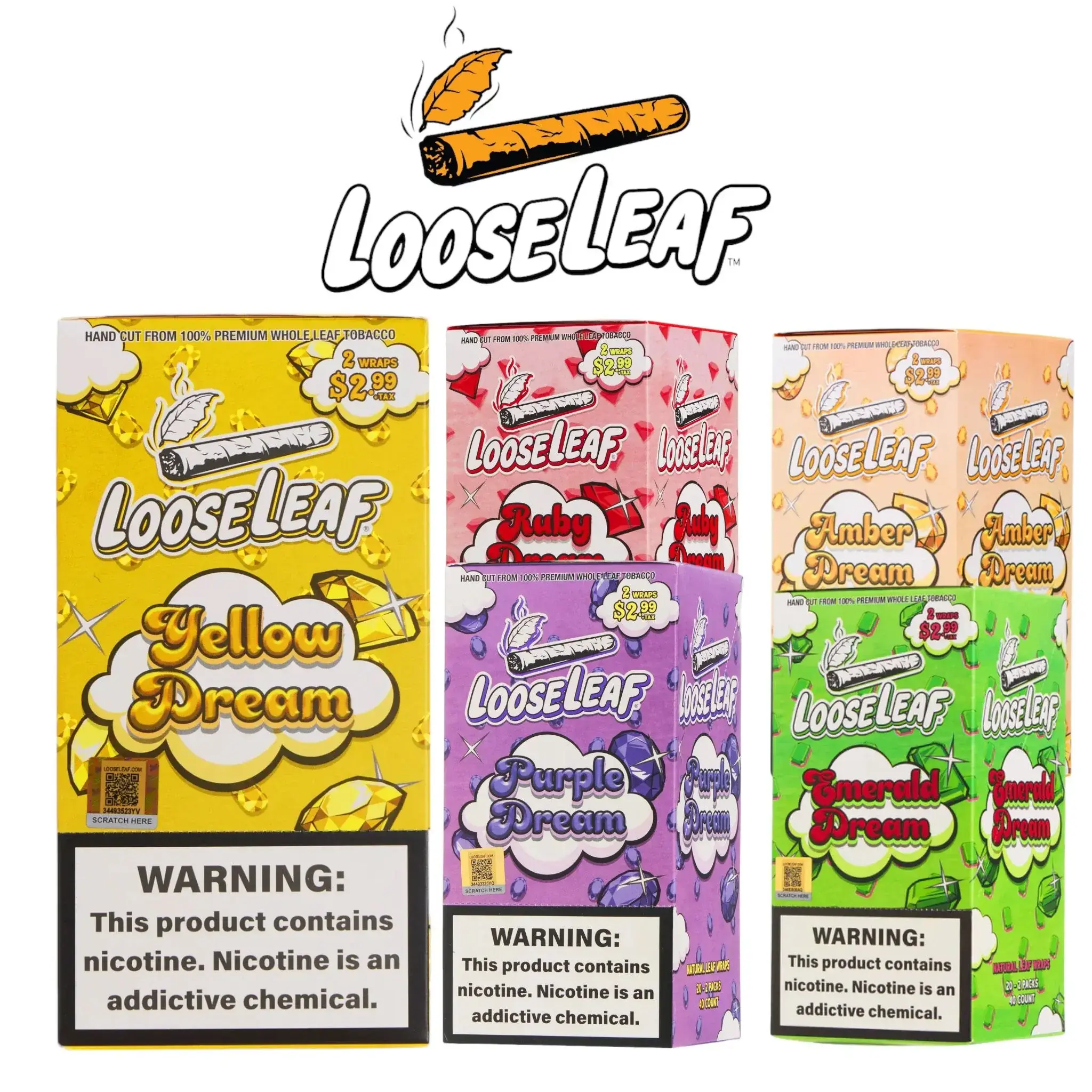 [T-1564-04] Loose Leaf Natural Leaf Wrap 2pk Display of 20 $2.99 (EMERALD DREAM)