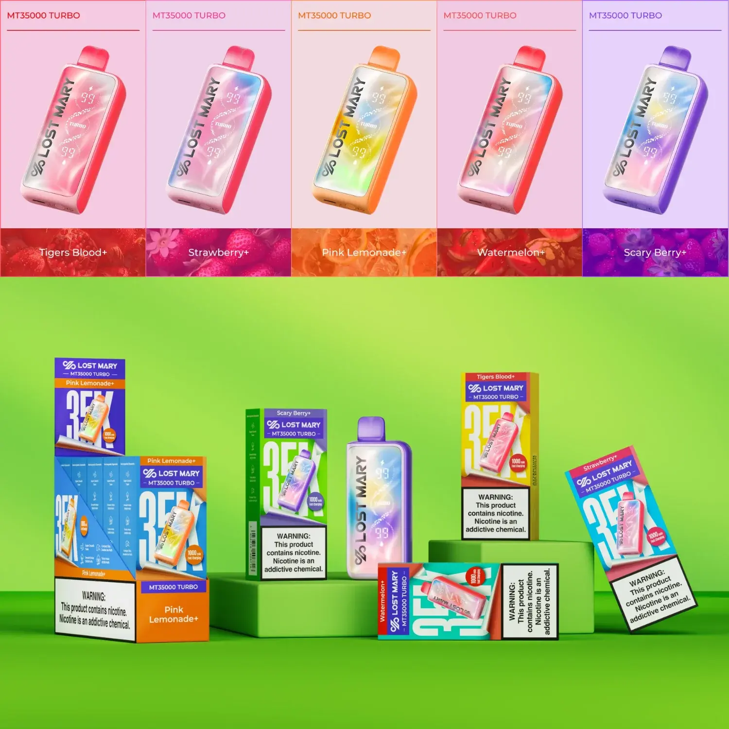 [T-1333-03] LOST MARY MT35000 Turbo 5CT 18ML (Strawberry)