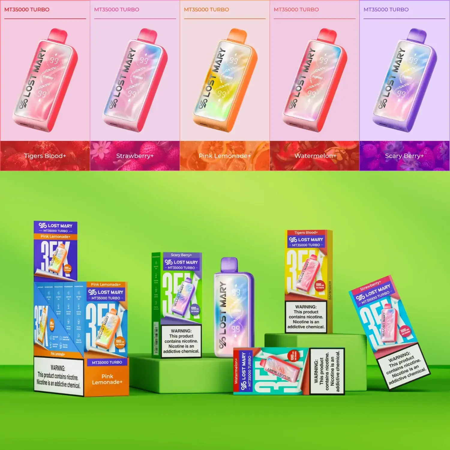 [T-1333-08] LOST MARY MT35000 Turbo 5CT 18ML (Strawmelon Peach)