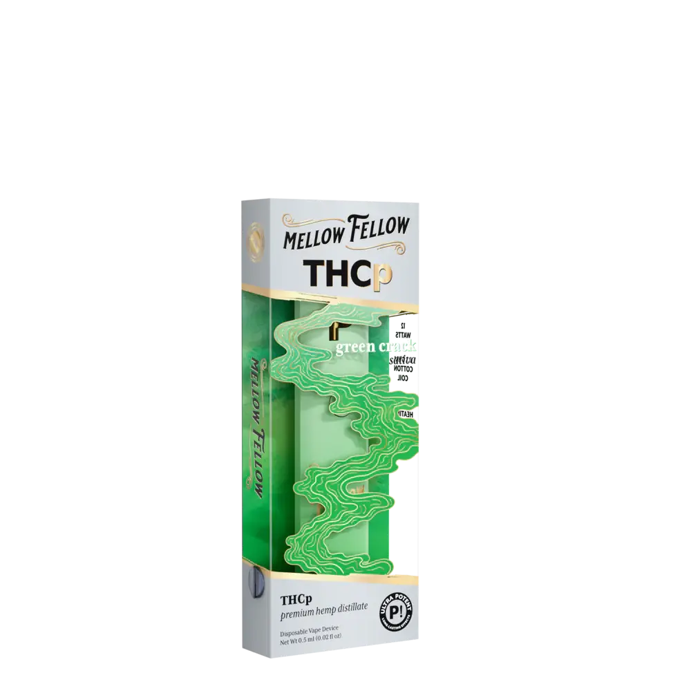 [T-1180-04] MELLOW FELLOW DISPOSABLE 0.5G THCP 6pk Box (Green Crack (Sativa))