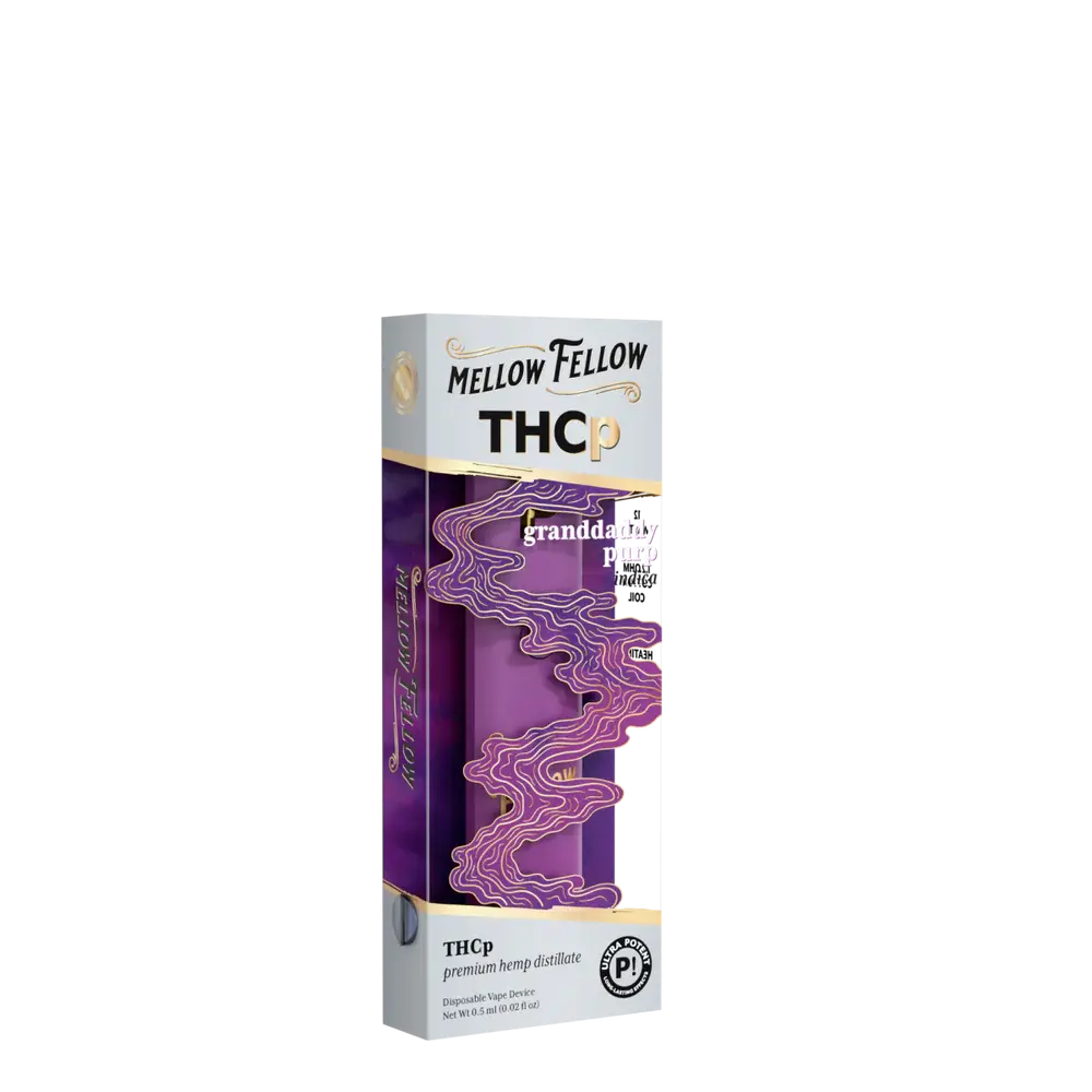 [T-1180-03] MELLOW FELLOW DISPOSABLE 0.5G THCP 6pk Box (Granddaddy Purp (Indica))