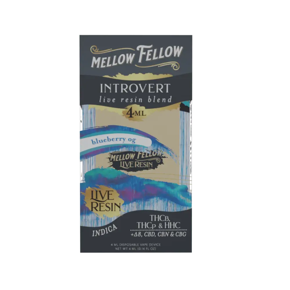 [T-1185-07] MELLOW FELLOW LIVE RESIN 4ML DISPOSABLE 6pk Box (Blueberry OG)