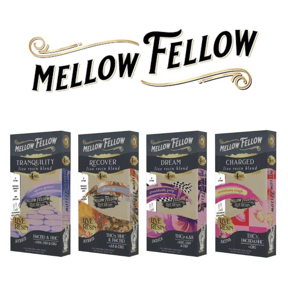 [T-1185-04] MELLOW FELLOW LIVE RESIN 4ML DISPOSABLE 6pk Box (Grandaddy Purple)