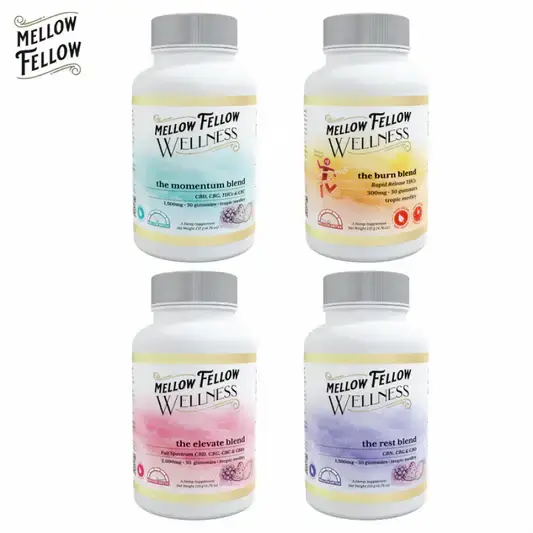 [T-1271-01] Mellow Fellow Wellness CBD- Gummies (20mg (2 cnt) - Burn Blend - Tropic Medley)