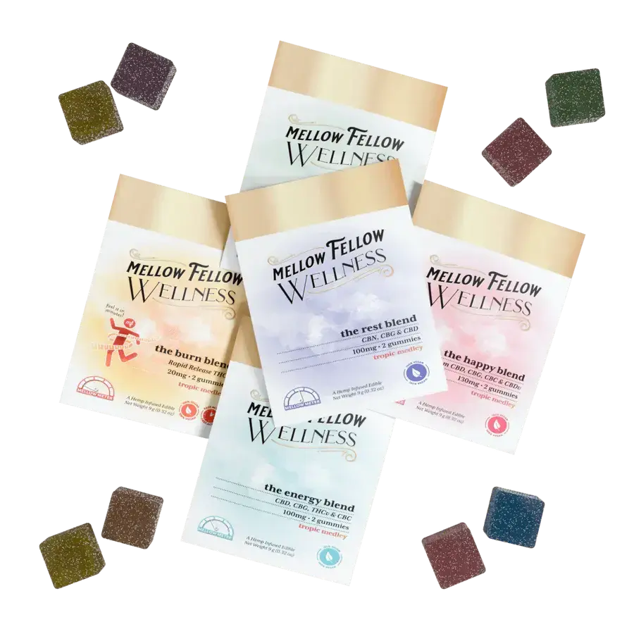 [T-1269-02] Mellow Fellow Wellness CBD- Gummies - 100mg 2CT (Rest Blend - Tropic Medley)