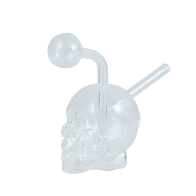 [Q-3550] OIL BURNER WATER PIPE (SMALL CLEAR SKULL)