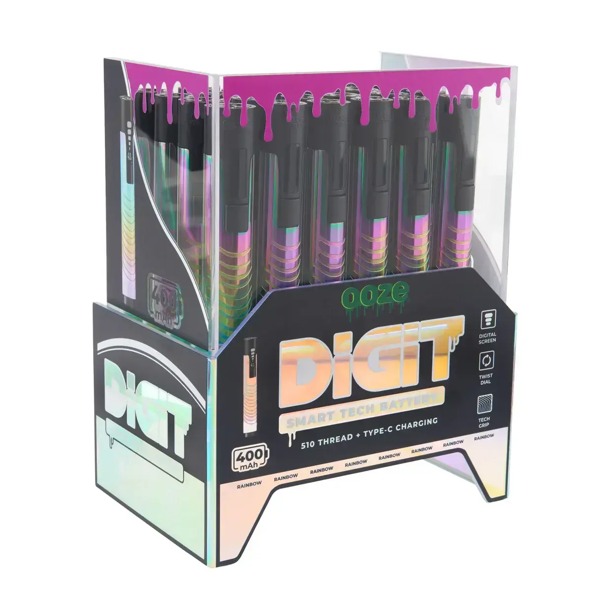 [Q-4750-02] OOZE DIGIT BATTERY DISPLAY 24CT (Gold)