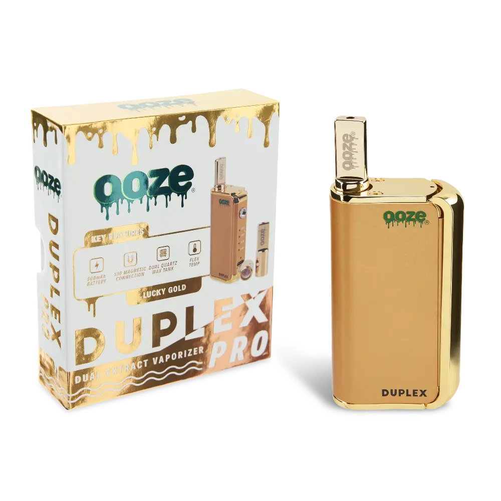 [Q-3004-06] OOZE DUPLEX PRO – 900 MAH – CARTRIDGE & WAX VAPORIZER (Gold)