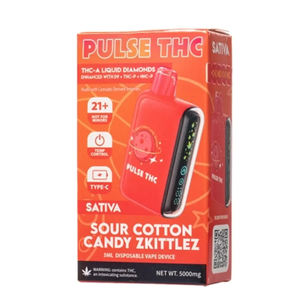 [T-1192-07] PULSE THC 5G THC-A THCP 5pk Box (Sour Cotton Candy Zkittlez Sativa)