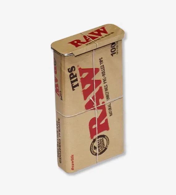 [Q-3198-02] RAW PRE-ROLLED TIPS (TIPS IN TIN 100CT)