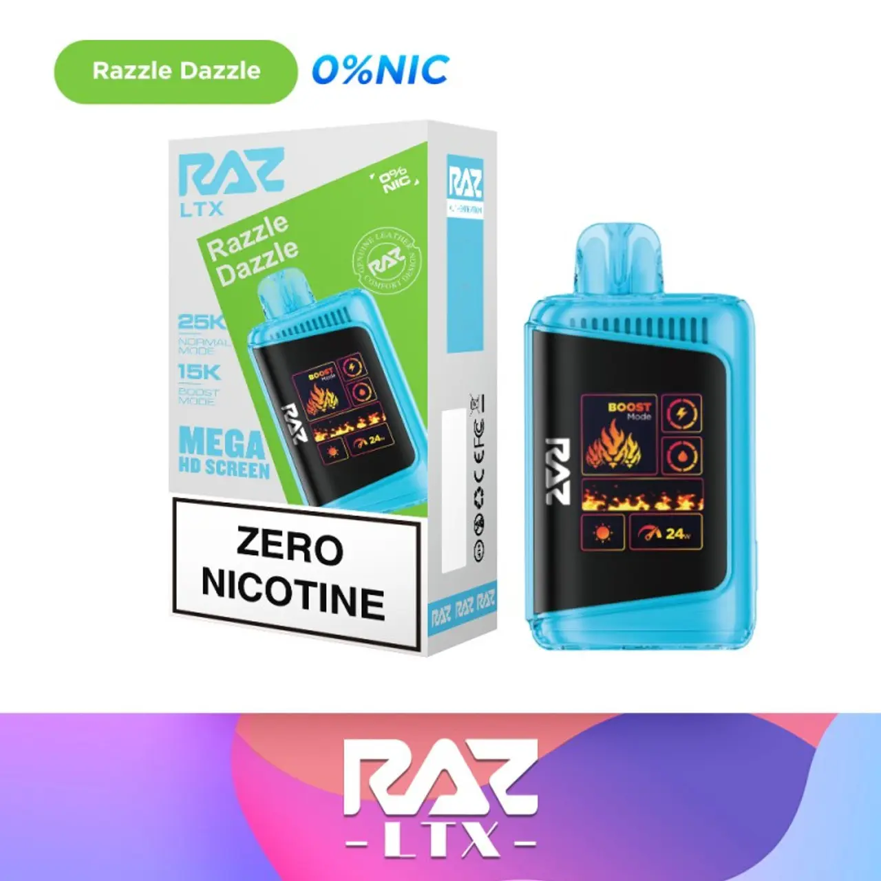 [Q-4475-06] Raz LTX 25K 16ML 0% NICOTINE FREE (Razzle Dazzle)