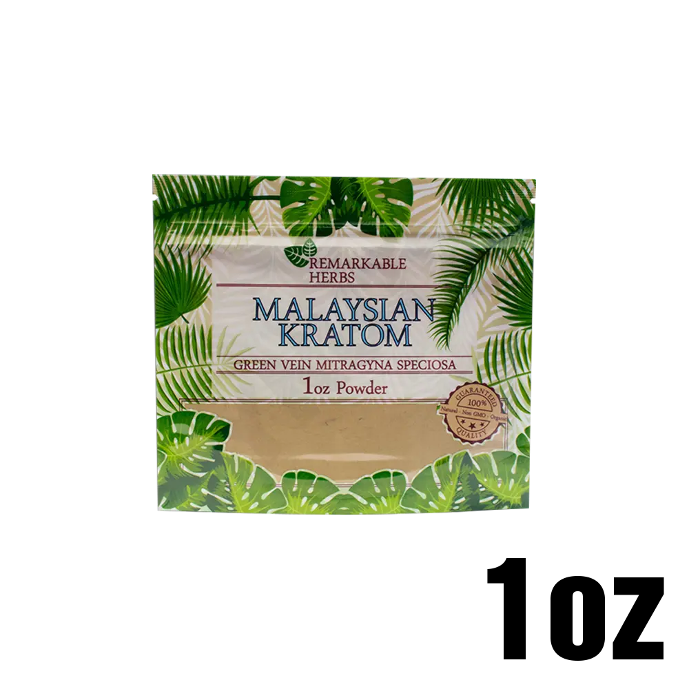 [Q-3211-01] REMARKABLE HERBS KRATOM 1OZ (Green Vein Malaysian)