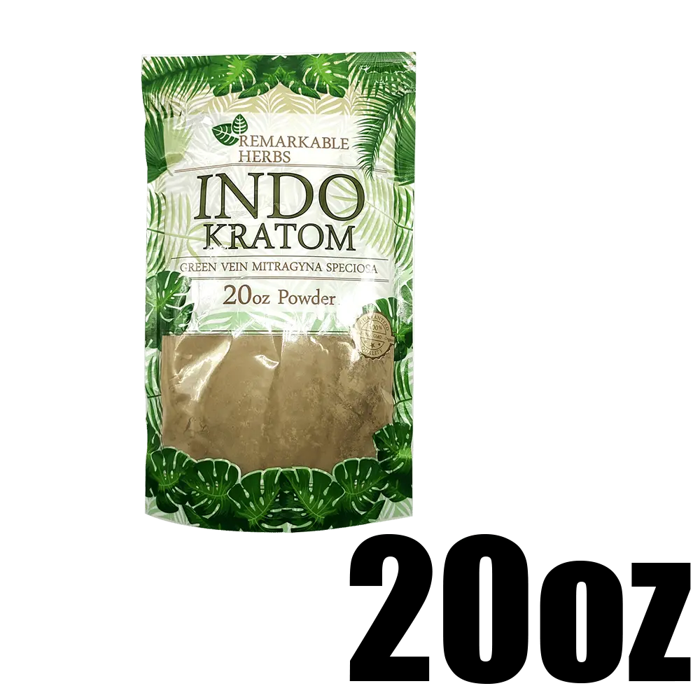 [Q-3212-06] REMARKABLE HERBS KRATOM 20OZ (Green Vein Indo)
