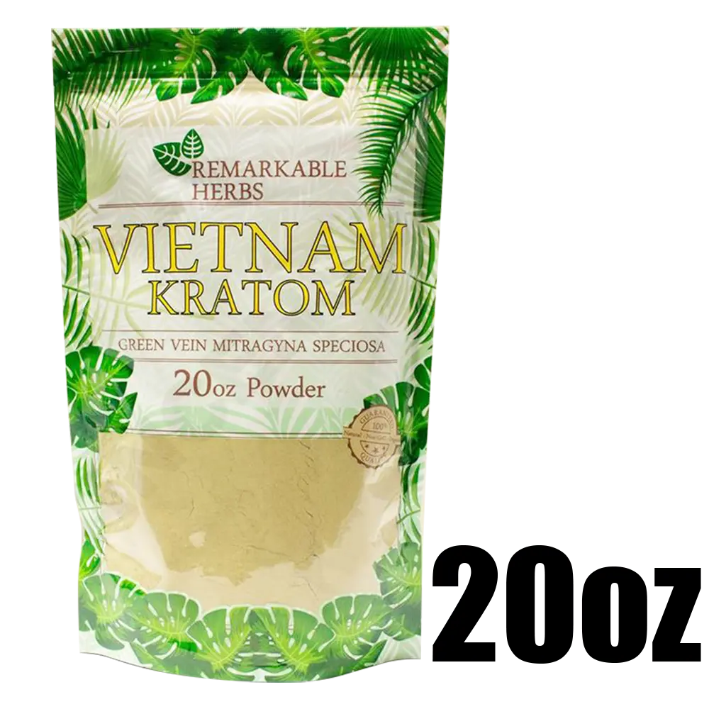 [Q-3212-08] REMARKABLE HERBS KRATOM 20OZ (Green Vein Vietnam)