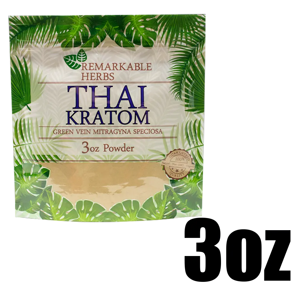 [Q-3213-01] REMARKABLE HERBS KRATOM 3OZ (Green Vein Thai)