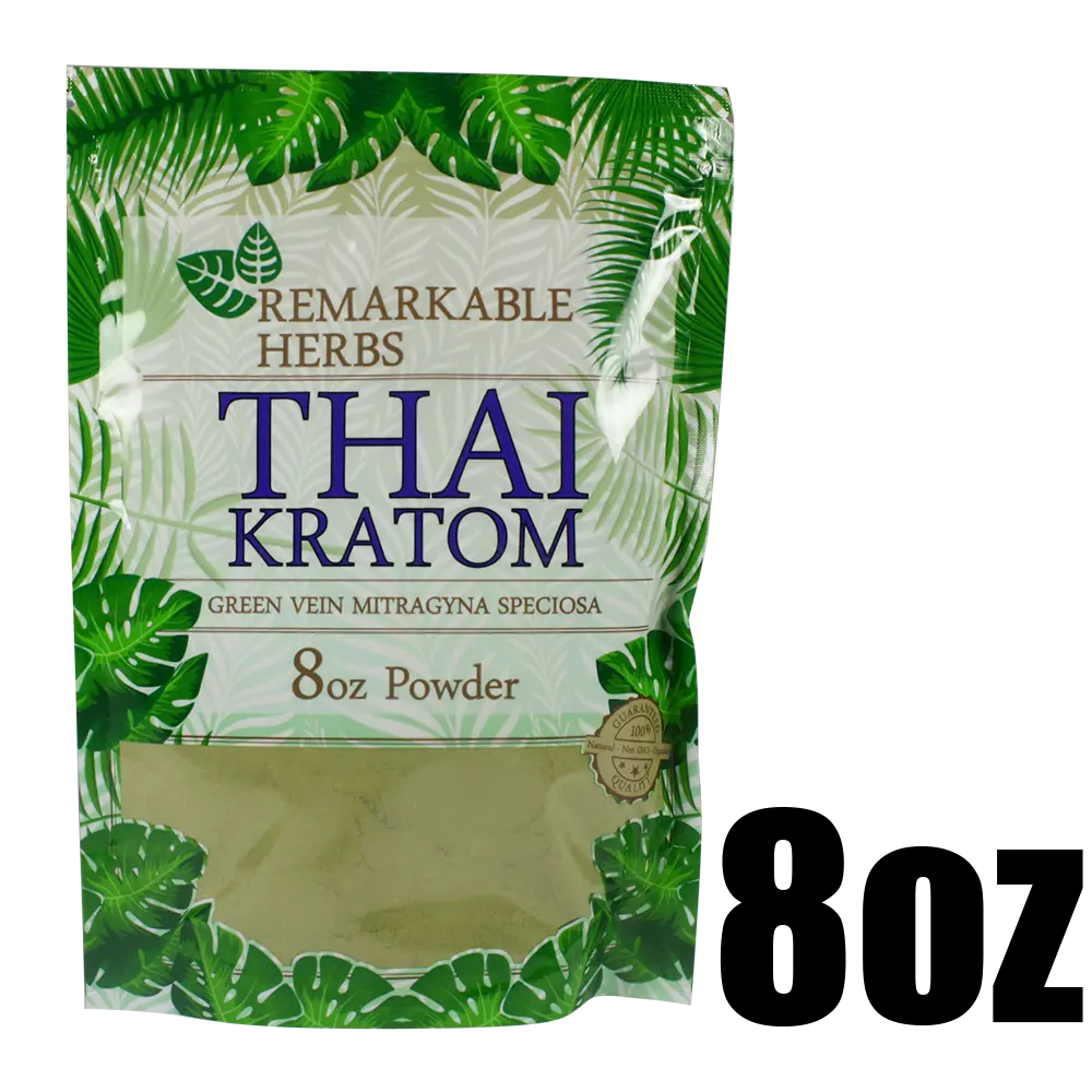 [Q-3214-07] REMARKABLE HERBS KRATOM 8OZ (Green Vein Thai)