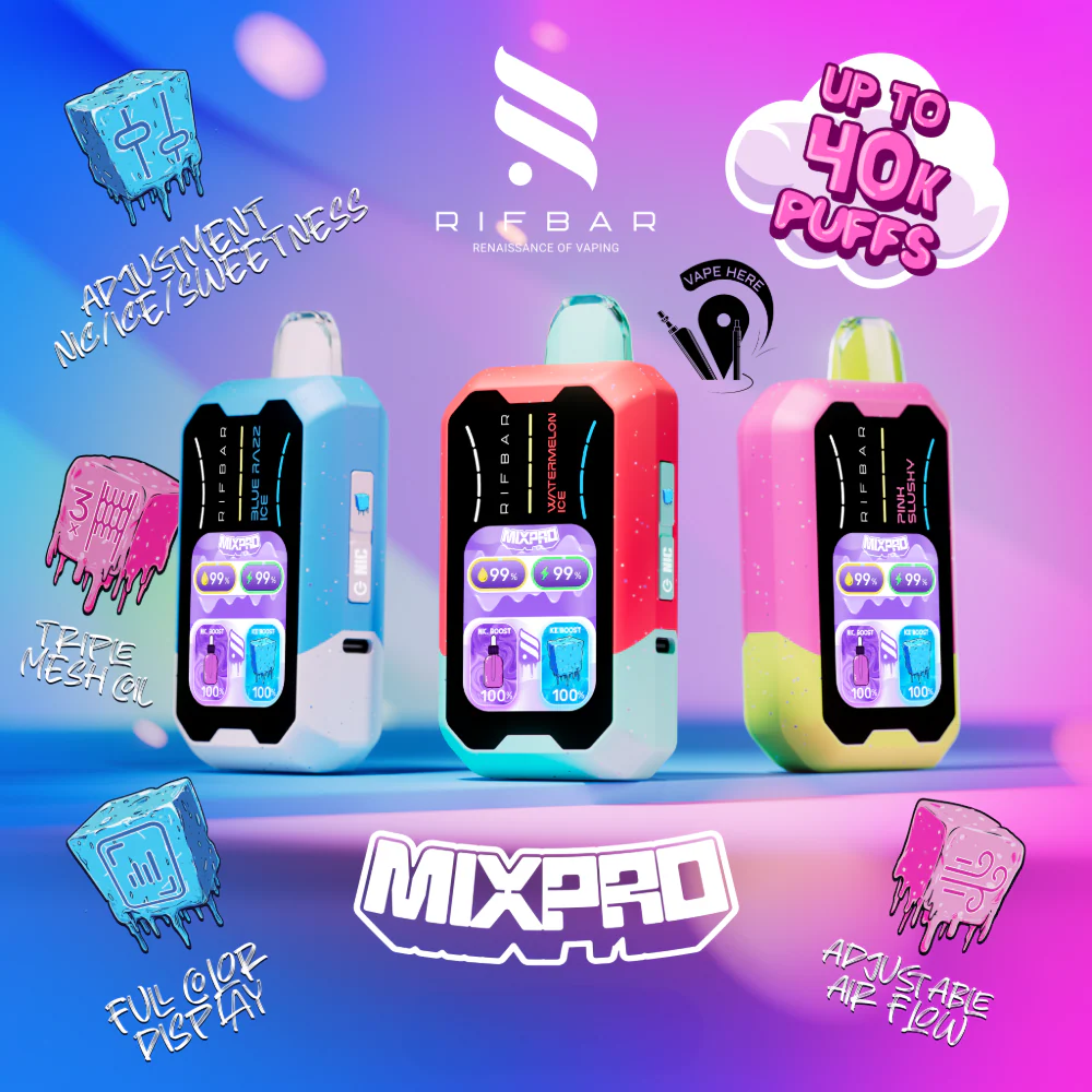 [T-1435-15] Rifbar Mixpro 40K Puff 18ML 5PK (Tripple Berry Ice)