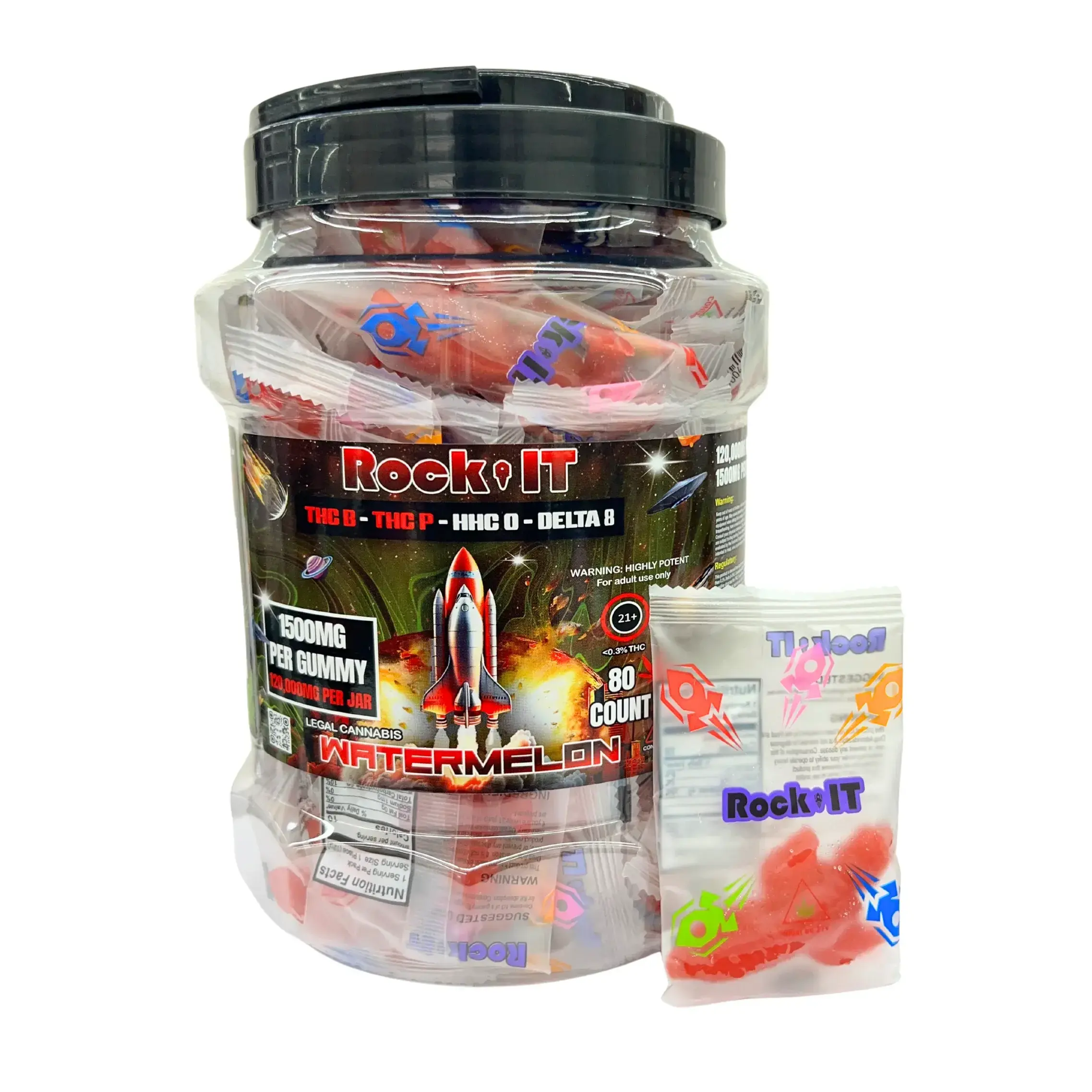 ROCK IT GUMMIES 1200MG PER PC 70CT JAR THC-P/HHC/D8-9