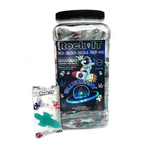 [Q-4791-01] ROCK IT GUMMIES 1200MG PER PC 70CT JAR THC-P/HHC/D8-9 (Blueberry)