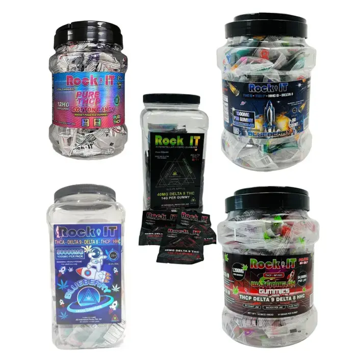 [T-1298-07] Rock It THC-P/HHC/Delta 8 84,000MG 70CT Gummy Jar (Blueberry)