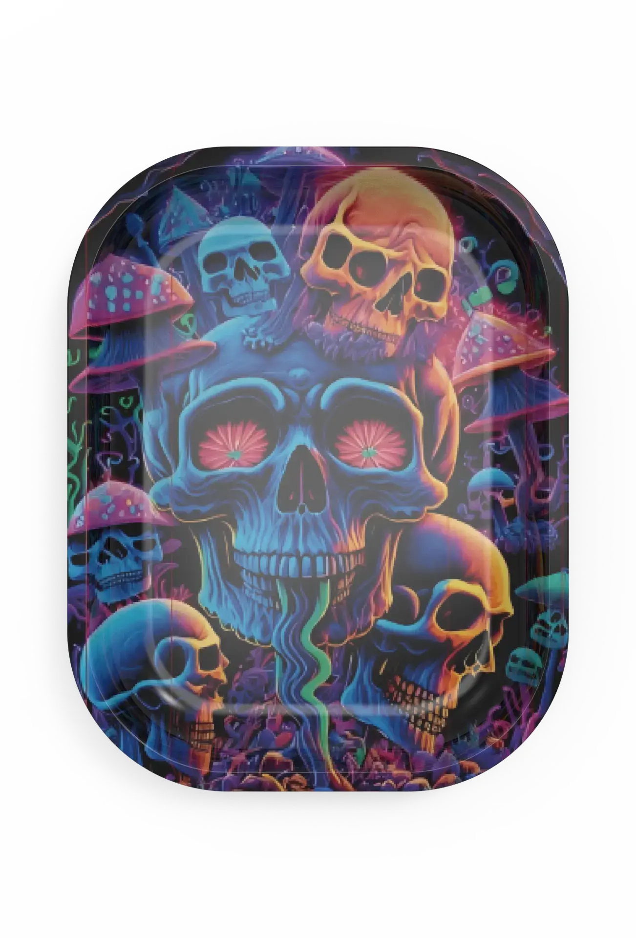 [T-1401-11] Rolling Tray18*14*1.5cm (Skull With Mushroom 1)