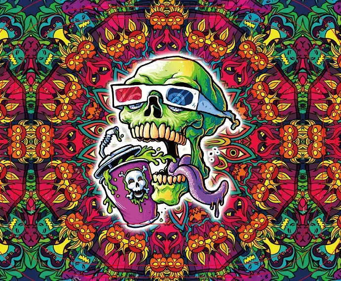 [T-1401-22] Rolling Tray18*14*1.5cm (Skull With Sunglass)