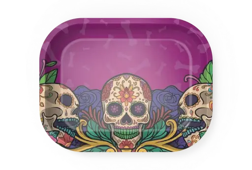 [T-1401-29] Rolling Tray18*14*1.5cm (Flower Skull)