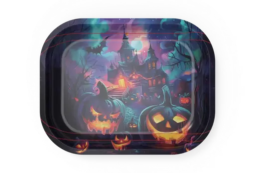 [T-1401-35] Rolling Tray18*14*1.5cm (Spooky Pumpkins)