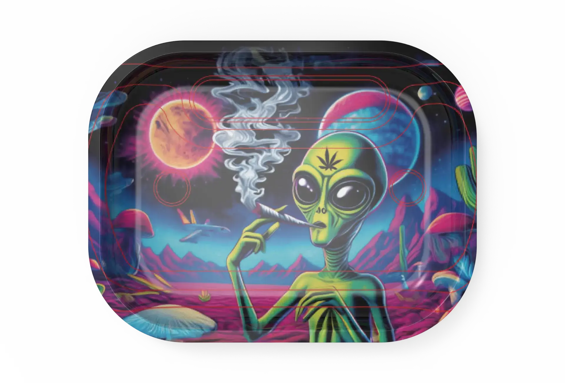 [T-1401-37] Rolling Tray18*14*1.5cm (Allen Smoking)
