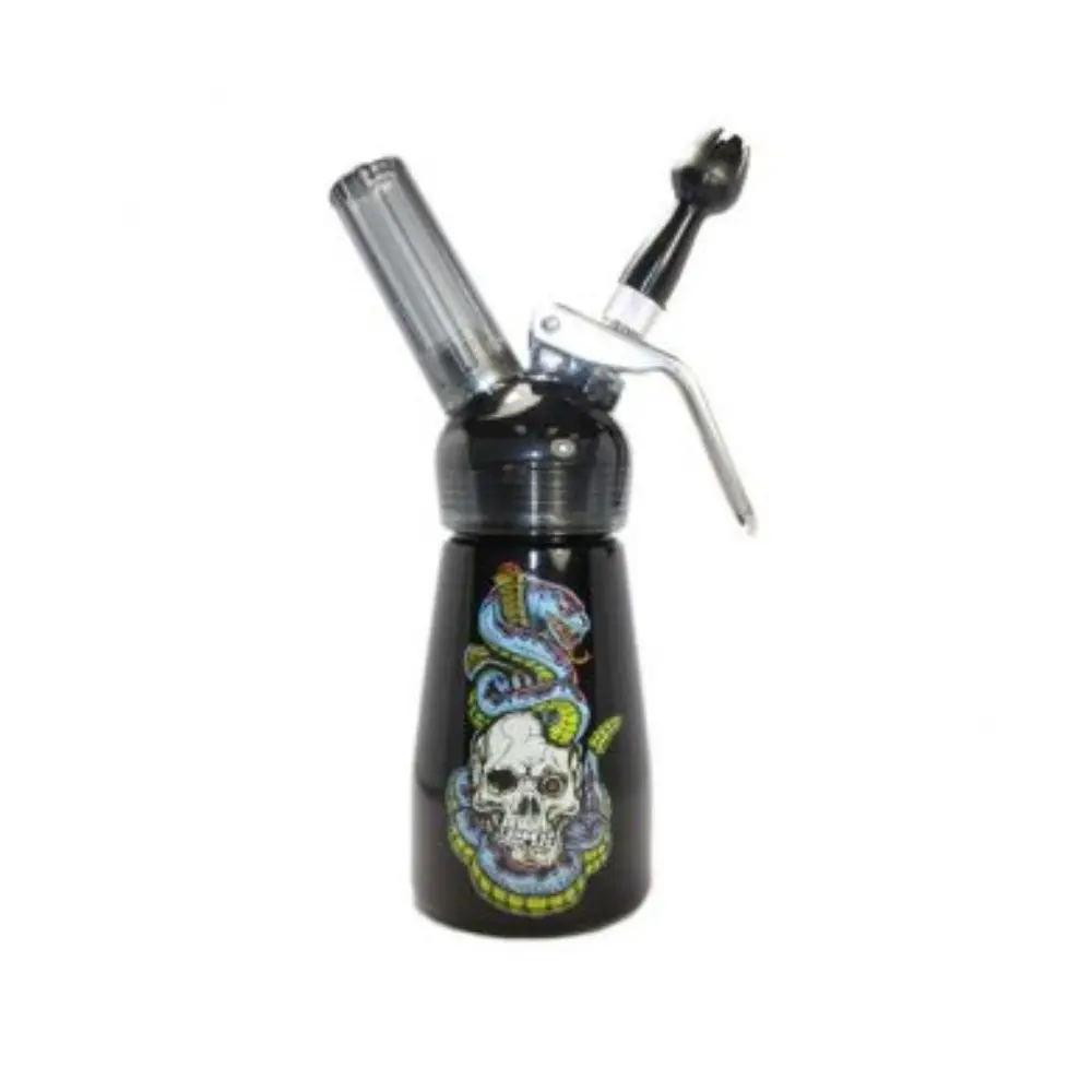 [Q-4309-03] SB 1/2 PINT ALUMINUM BODY WHIPPED CREAM DISPENSER (SKULL AND SNAKE)