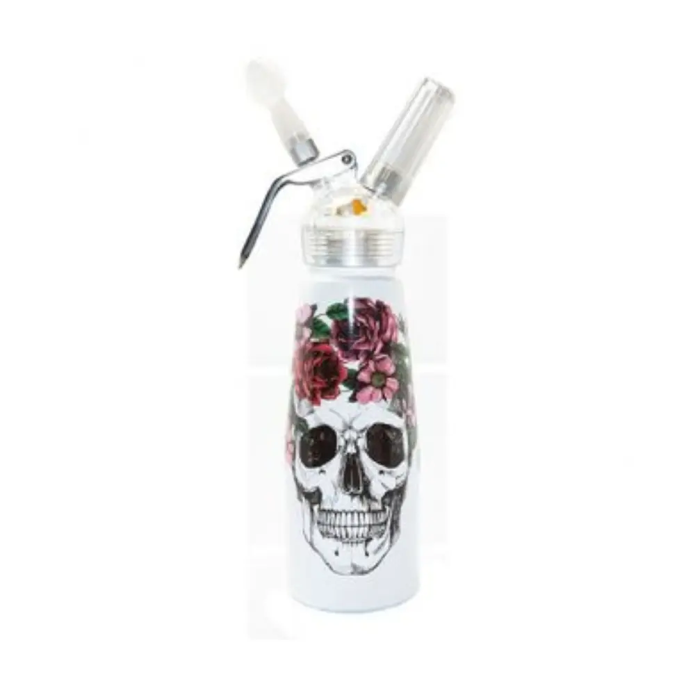 [Q-4295-02] SB 1 PINT ALUMINUM BODY WHIPPED CREAM DISPENSER (FLORAL SKULL)