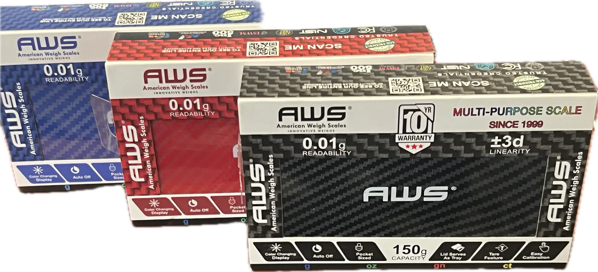 [Q-1282-03] SCALE AWS SERIES 150G X 0.01G CARBON FIBER (Red)