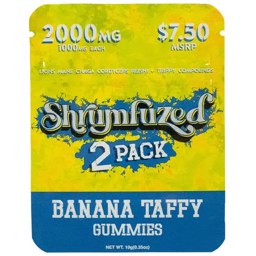 [T-1606-01] Shrumfuzed Nootropic Mushroom Gummies 2pk 1000mg 30ct $7.50 - (Banana Taffy & Royal Razz)