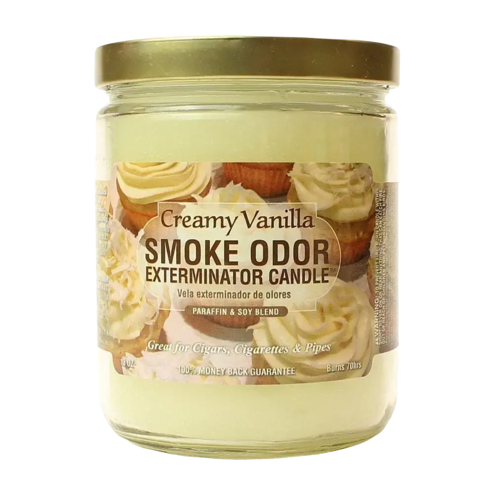 [Q-3568-12] SMOKE ODOR CANDLE 13OZ (Creamy Vanilla)