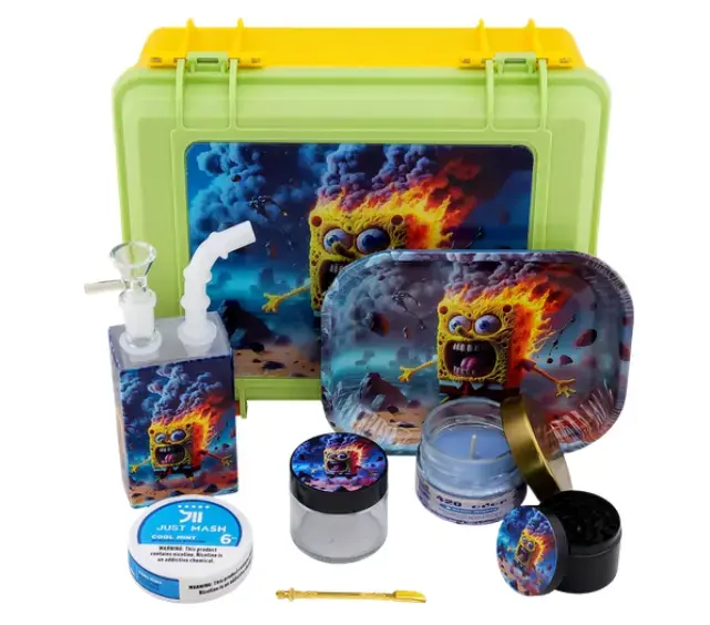 [T-1498-01] Smoking Kit Square Pot Scented Candle Tote kit (Design 1)