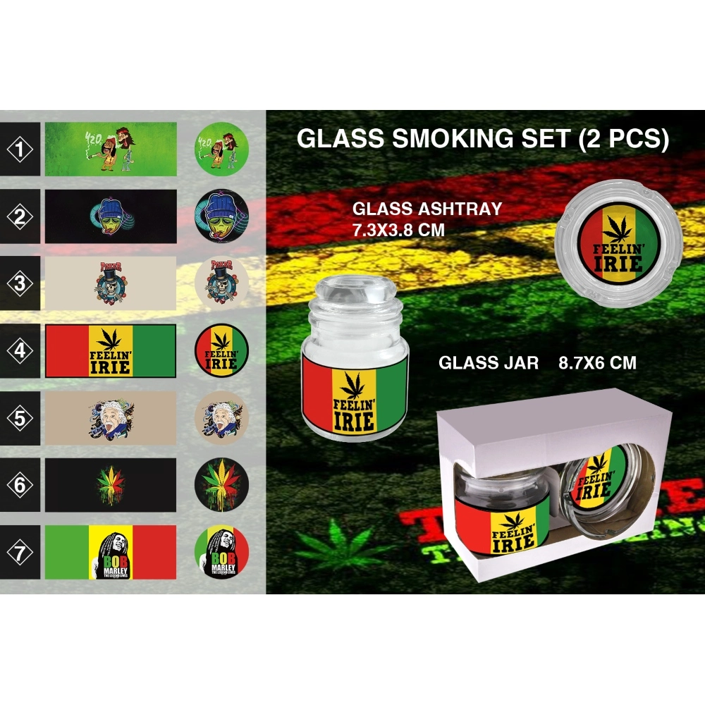[Q-3589-01] SOHI GLASS ASHTRAY AND CONTAINER (Poker Skull)
