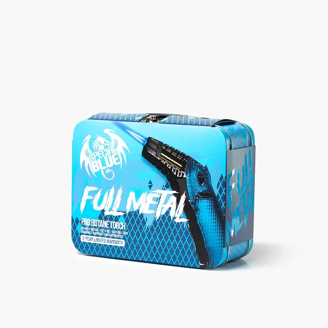 [Q-3610-03] SPECIAL BLUE FULL METAL TORCH W/STASH BOX - (Glacier Blue)