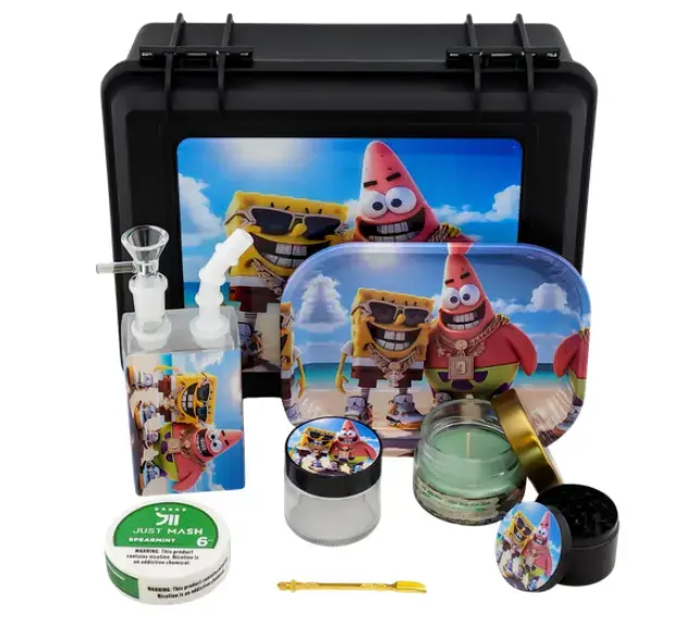 [T-1516-07] SUITECASE WITH JUICE BOX WATERPIPE W/ CANDLE (Design 7)