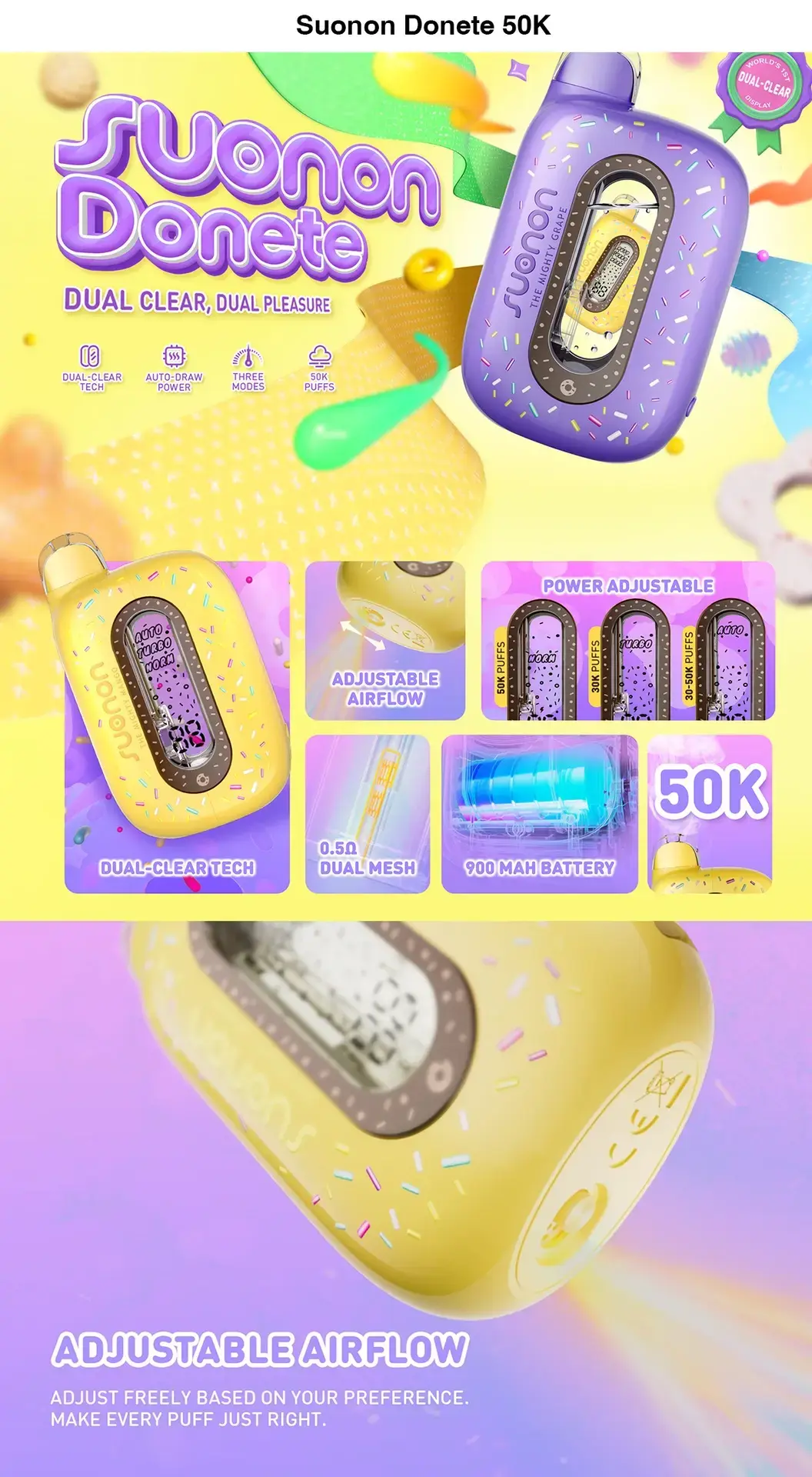 [T-1361-14] Suonon Donete 50K Disposable 20ML 5PK (Blue Razz Ice)