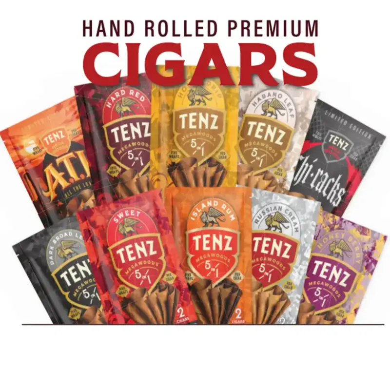 [T-1566-06] TENZ Zig-Zag Cigar Display of 8 (HONEY BERRY)