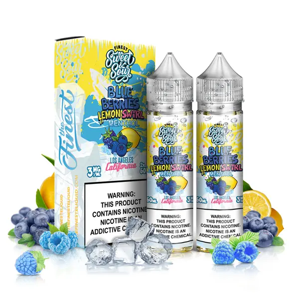 [Q-3674-22] THE FINEST 2X60ML (0mg, Blue Berries Lemon Swirl Menthol)