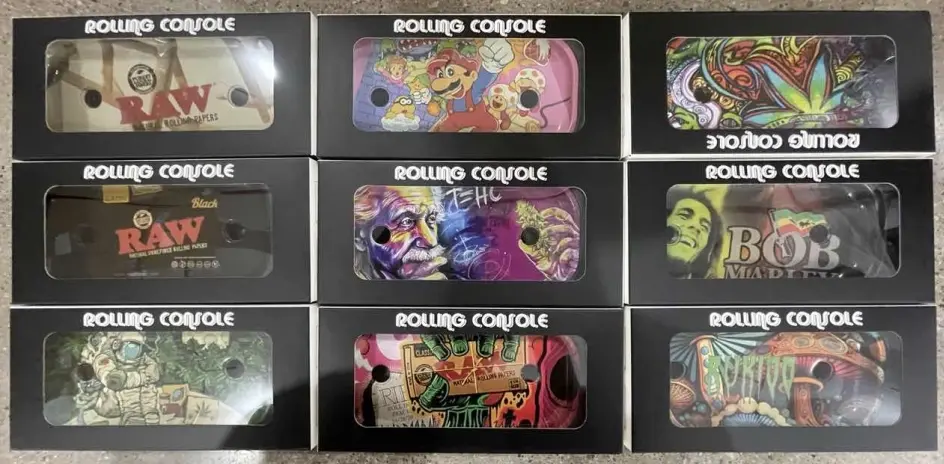 [Q-3284-07] Tray Rolling Console Square circle designs each (Mario Town)