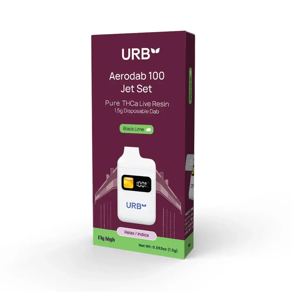 [T-1355-01] URB Aerodab 100 Jet Set 6ct 1.5g Disposable (Black Lime (Indica))