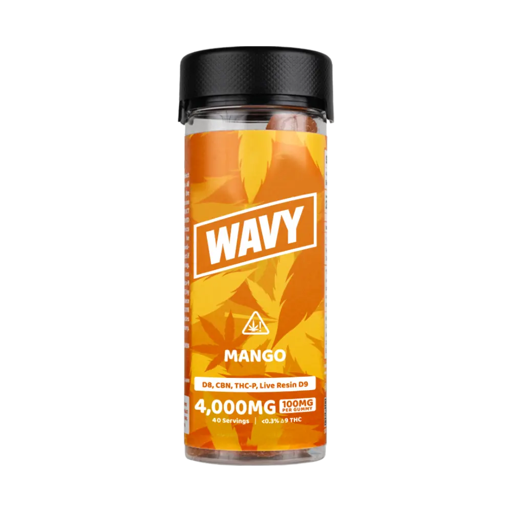 [T-1227-02] WAVY GUMMY D8 , LIVE RESIN D9 , THC-P ,CBN 10,000MG (Mango)