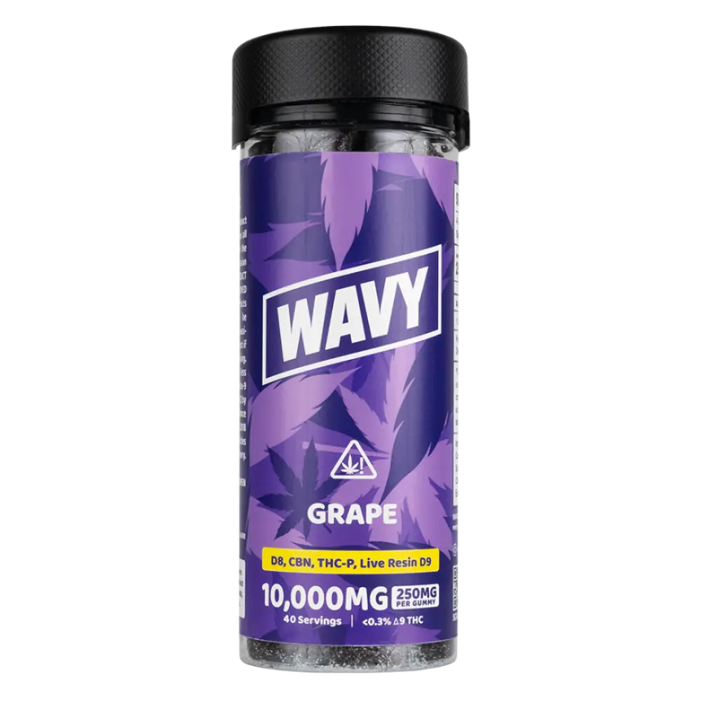 [T-1227-03] WAVY GUMMY D8 , LIVE RESIN D9 , THC-P ,CBN 10,000MG (Grape)