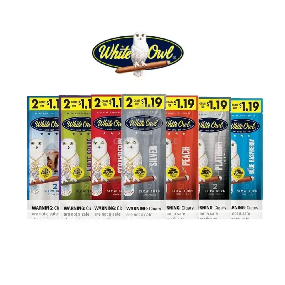 [T-1542-13] White Owl Cigarillos 2 For $1.19 Display of 30 (White Peach)