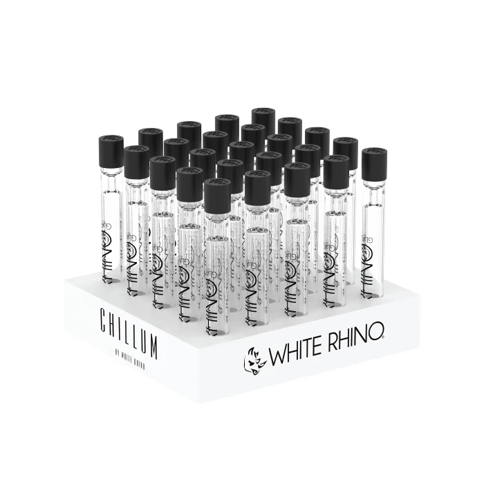 WHITE RHINO CHILLUM WITH SILICONE CAP - 25 COUNT DISPLAY