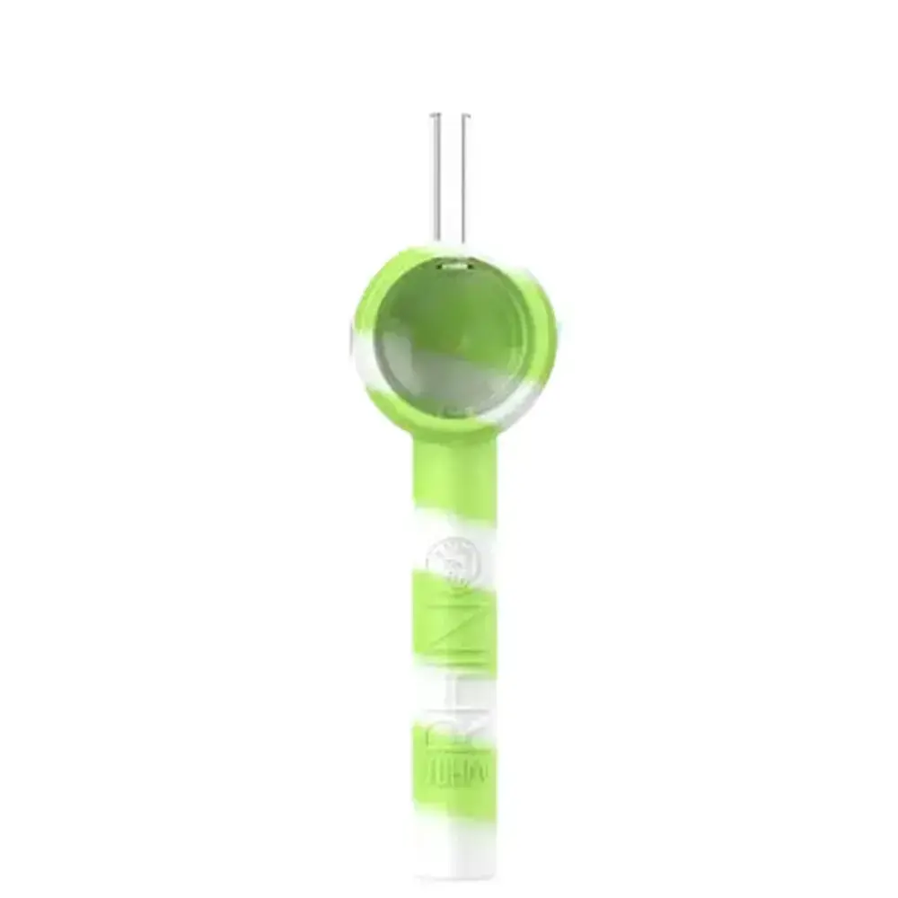 [Q-4024] WHITE RHINO HANDPIPE TO STRAW GLOW IN THE DARK (GREEN WHITE)
