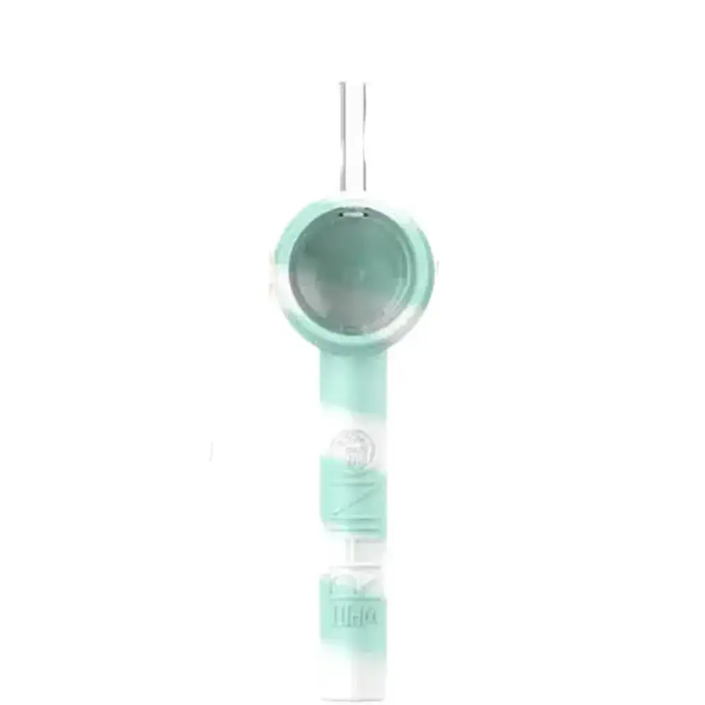 [Q-4025] WHITE RHINO HANDPIPE TO STRAW GLOW IN THE DARK (MINT WHITE)